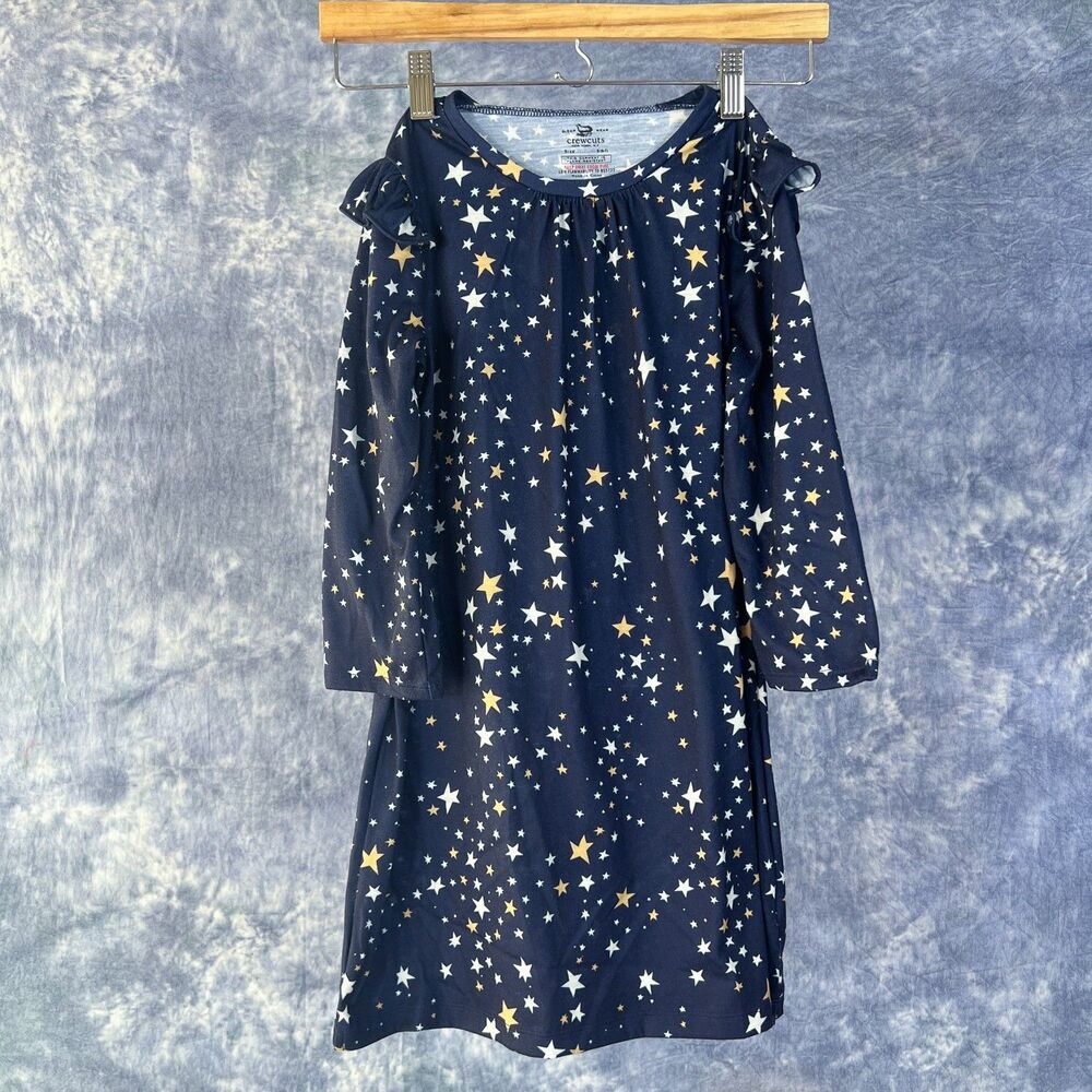 J Crew Nightgown Crewcuts Girls Small (6-7) Navy Blue w/ Stars